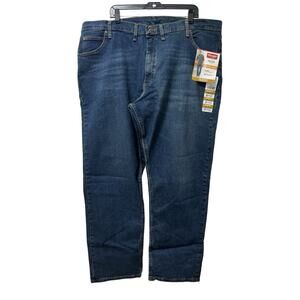 Wrangler Relaxed‎ Fit Straight Leg Denim Jeans Mens Size 46x32 Dark Wash Zip Fly